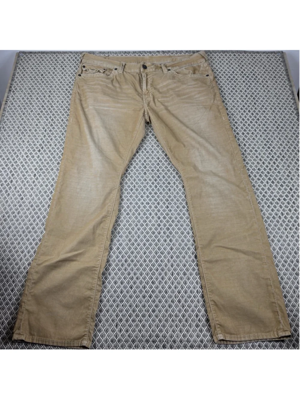 True Religion Ricky Relaxed Straight Corduroy Pants Men’s 42 Beige Tan USA Y2K - Picture 2 of 12
